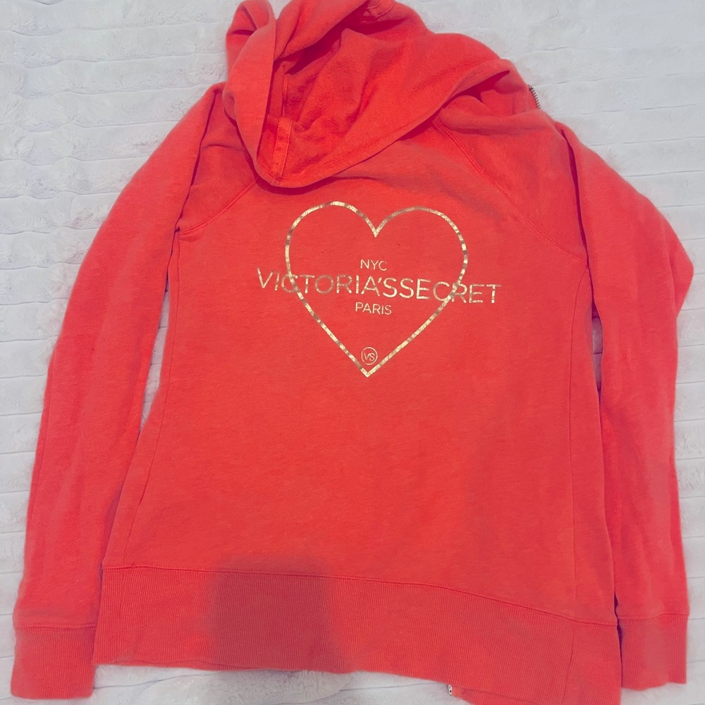 Vintage rare VS Victoria’s Secret angel hoodie Size XS never worn pink/orange
